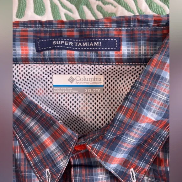 Columbia PFG Men's Red and Blue Checkered Shirt - Picture 4 of 5